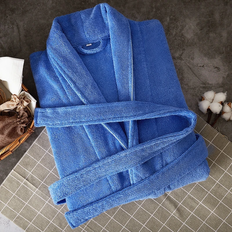 100% Cotton Bathrobe Men Hotel Robes Toweling Terry Fleece Robe Lovers Robe Bathrobe Soft Sleeprobe Female Casual Homewear