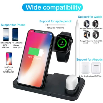 

Portable Qi Wireless Charger For iPhone 11 Pro Wireless Charging For Apple Watch iWatch 4 3 2 1 for Airpods Apple Pencil Charger