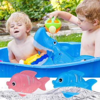 

1 Set Funny Plastic Bath Toys Animals Shark Set Plastic Mini Fish Classic Water Swim Game Gift for Baby Kids
