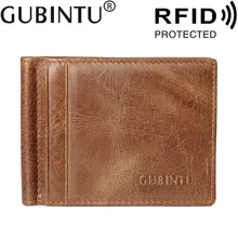 GUBINTU, брендовый мужской и женский кошелек из натуральной кожи, зажимы для денег, зажим для денег, кошелек с защитой от RFID, многофункциональный, унисекс