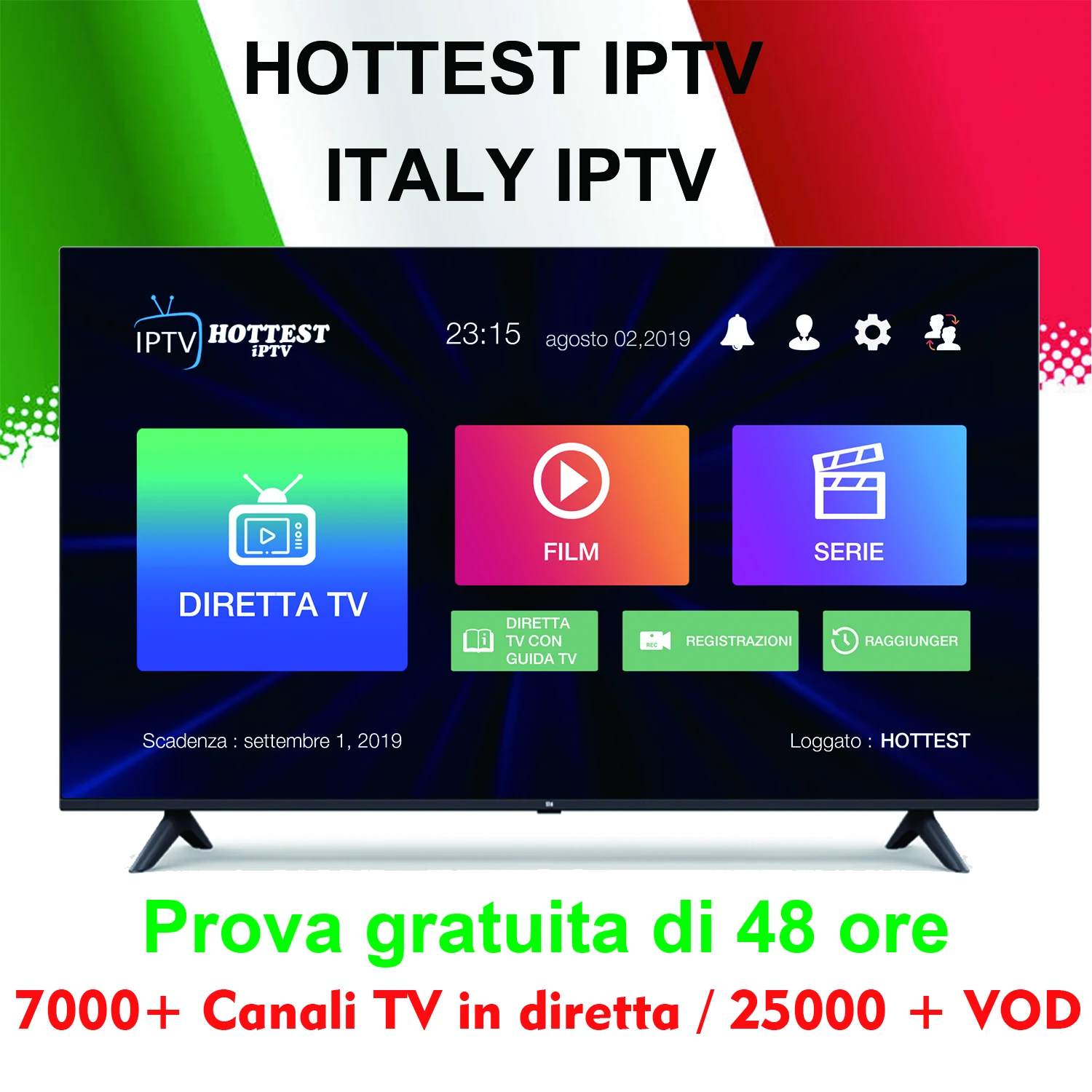 

Italy IPTV M3U subscription IPTV for 7000+channels 25000 VOD mediaset premium support Android ios smart tv mag250 pc enigma2