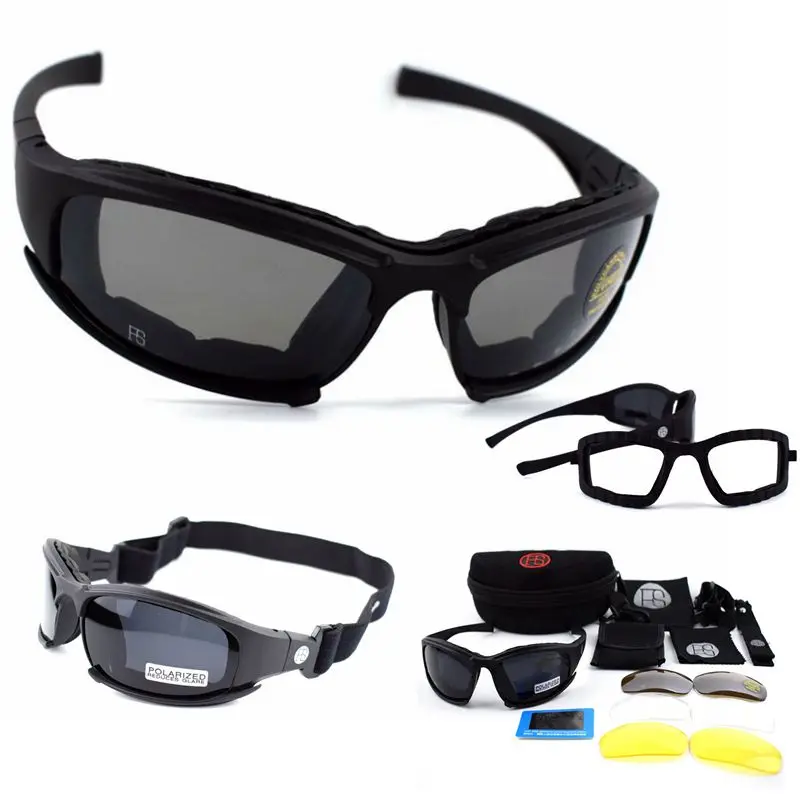 Best Tactical Glasses X7 Polarized Sunglasses Airsoft Paintball Hiking Military Goggles Hunting Shooting Eyewear With 4 lens
