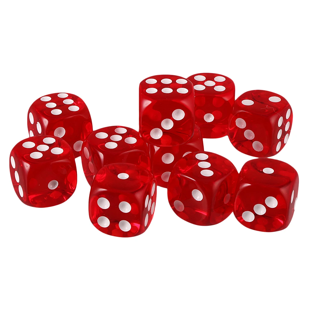 10pcs 16mm Six-sided D6 Dice for Dungeons & Dragons D&D TRPG Dices Party Gambling Dices Game Digital Dices