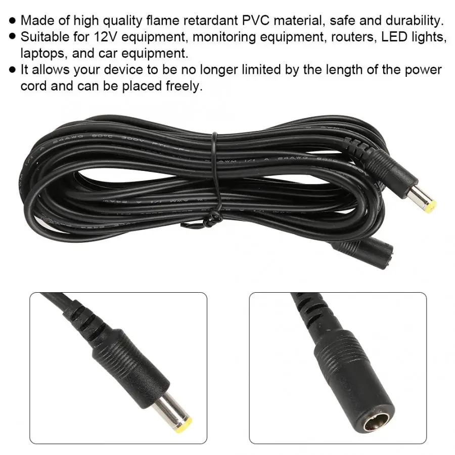 Bnc разъем DC 12V 16.4ft удлинитель питания для камеры видеонаблюдения светодиодный камеры наблюдения DSLR Cam