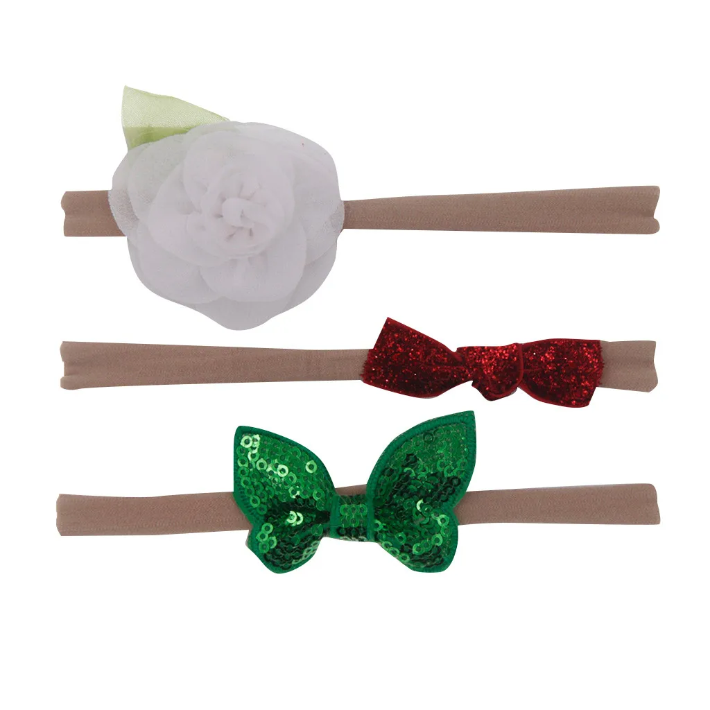 3pcs/lot Baby Girl Bow Flower Set Hairband  Baby Girls Elastic Hairband Infant Kids Head Band Hair Accessories for 1-6Y