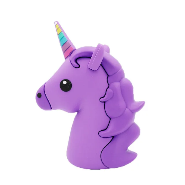 Purple Портативное мультяшное зарядное устройство с единорогом 2000 мАч, Дополнительный внешний аккумулятор для iPhone 11, samsung, Note 10, Xiaomi, huawei, запасное зарядное устройство - Цвет: Purple