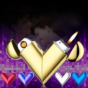 

1pc USB Foldable Love Heart Lighter Cigarette Smoker lighters Cooking Kitchen Torch BBQ Picnic Ignition Tool