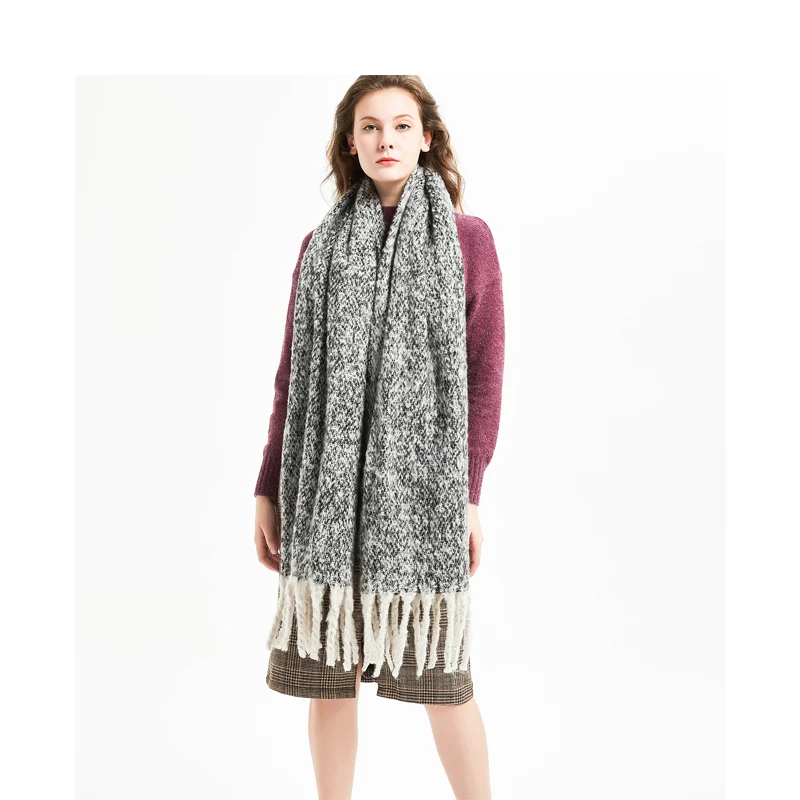 

stripe Winter Scarf Women Warm Foulard Solid Scarves Fashion Casual Scarfs Cashmere Women's Personality Warm Shawl
