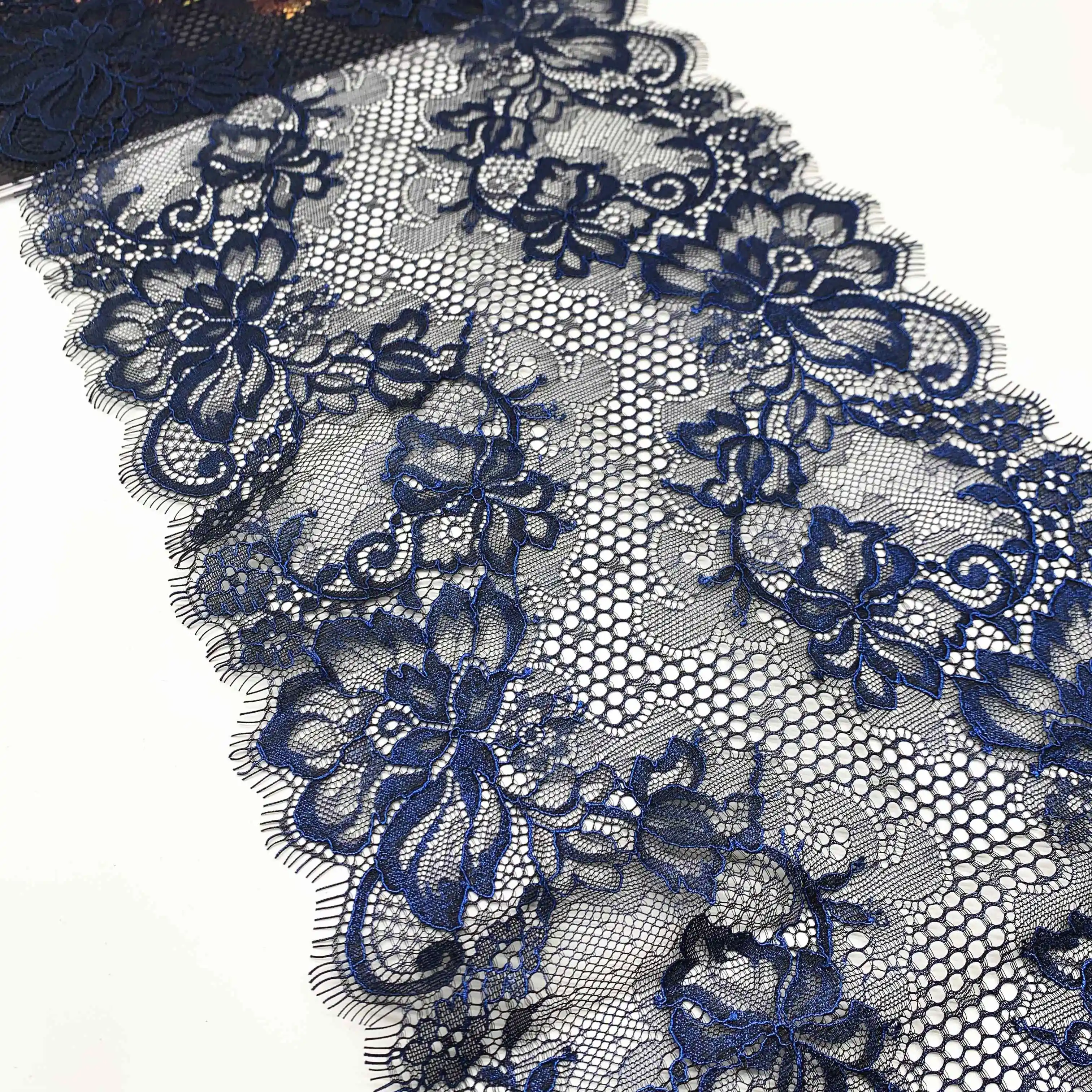 3y/lot Width 9 inch 23cm Blue White Shimmer Eyelash Lace Trim For Clothing Accessory Dress Sewing Applique Costume Lace Fabrics 2
