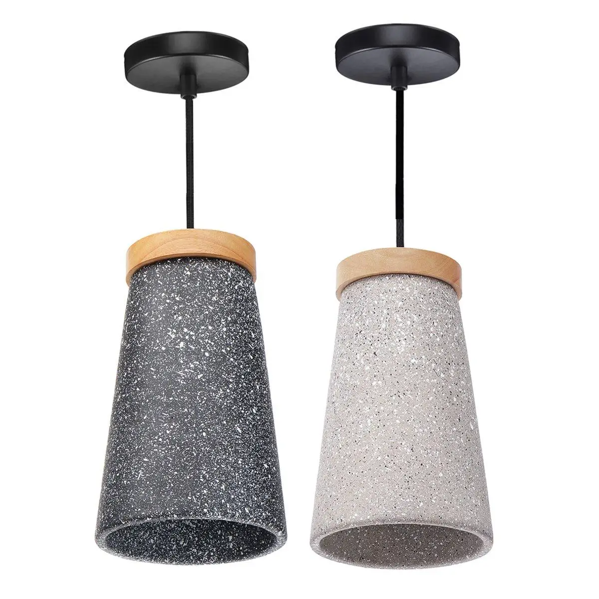 

Modern Wall Lamp Concrete Pendant Light Timber Top 1.5M Cable Ceiling Lamp Drop Light