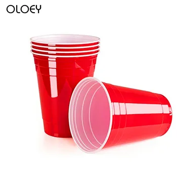 

25-100pcs/Set 450ml Red Disposable Plastic Cup Party Cup Bar Restaurant Supplies Household Items for Home Supplies High Quality