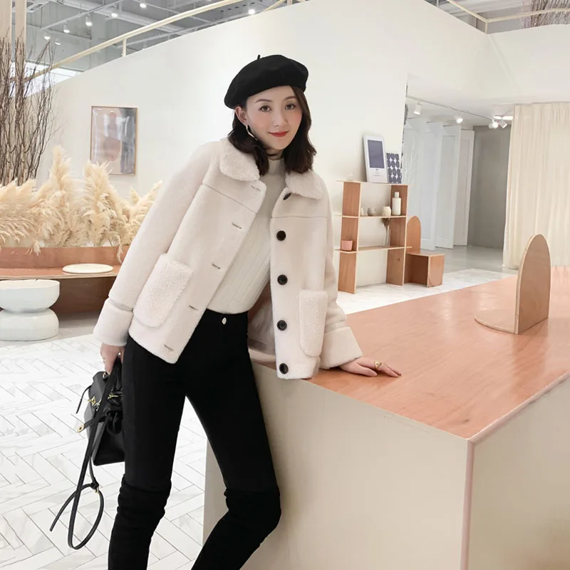 Пальто женское из овечьей шерсти зимнее пальто оверсайз 2019 F1225 Натуральная