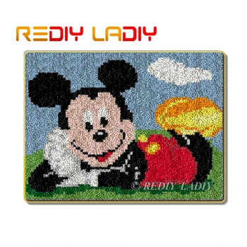 

Latch Hook Kits Make Your Own Rug Micky Mouse Crocheting Cushion DIY Carpet Rug Acrylic Yarn Pre-Printed Canvas Hobby & Crafts