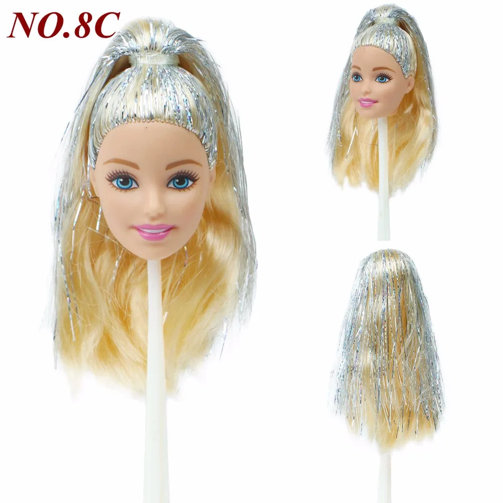 Высокое качество модная кукла голова смешанный стиль макияж лицо прямые вьющиеся волосы DIY кукольный домик аксессуары для 1" Кукла Детская игрушка - Цвет: NO.8C