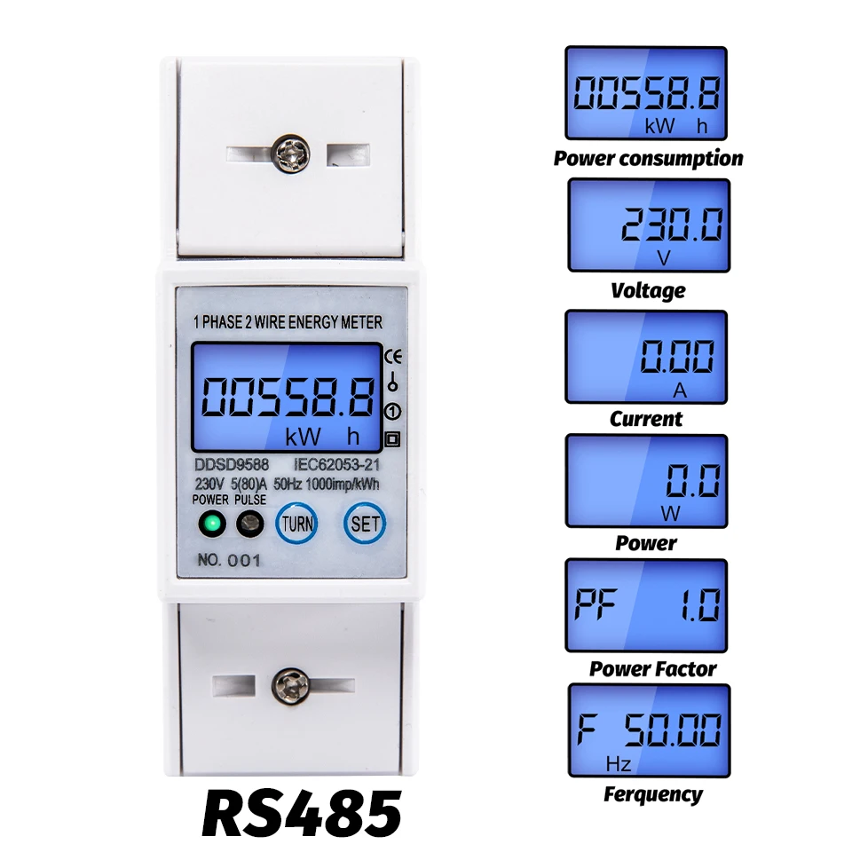 DEWIN Contatore Energia Elettrica 6 In 1 100A Misuratore Di Consumo Elettrico Wattmetro - Foto 3