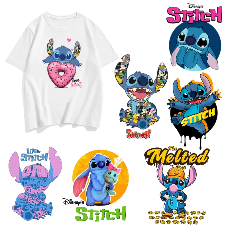Cute Stitch Disney Lilo & Stitch Heat Transfer Stickers Iron-on Transfers  For Clothing Thermoadhesive Adhesive Patches Kawaii - AliExpress