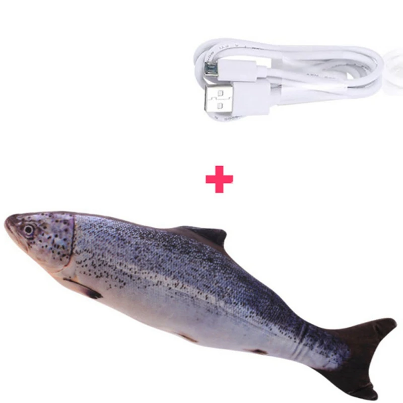 30CM Cat Toy Fish USB Electric Charging Simulation Dancing Jumping Moving Floppy Fish Cat Toy Electronic Fish For Cats Toys 