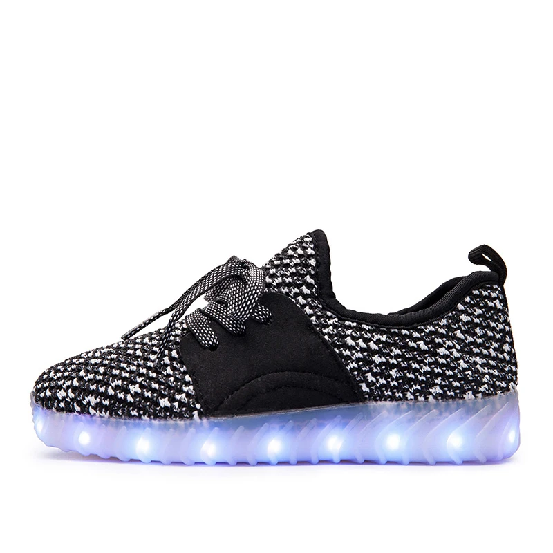 

IGxx LED Light Up Shoes For Kids USB Charging Glowing Shoes LED Kids Flashing Shoes Child Luminous Knit Sport LED Sneakers Boys