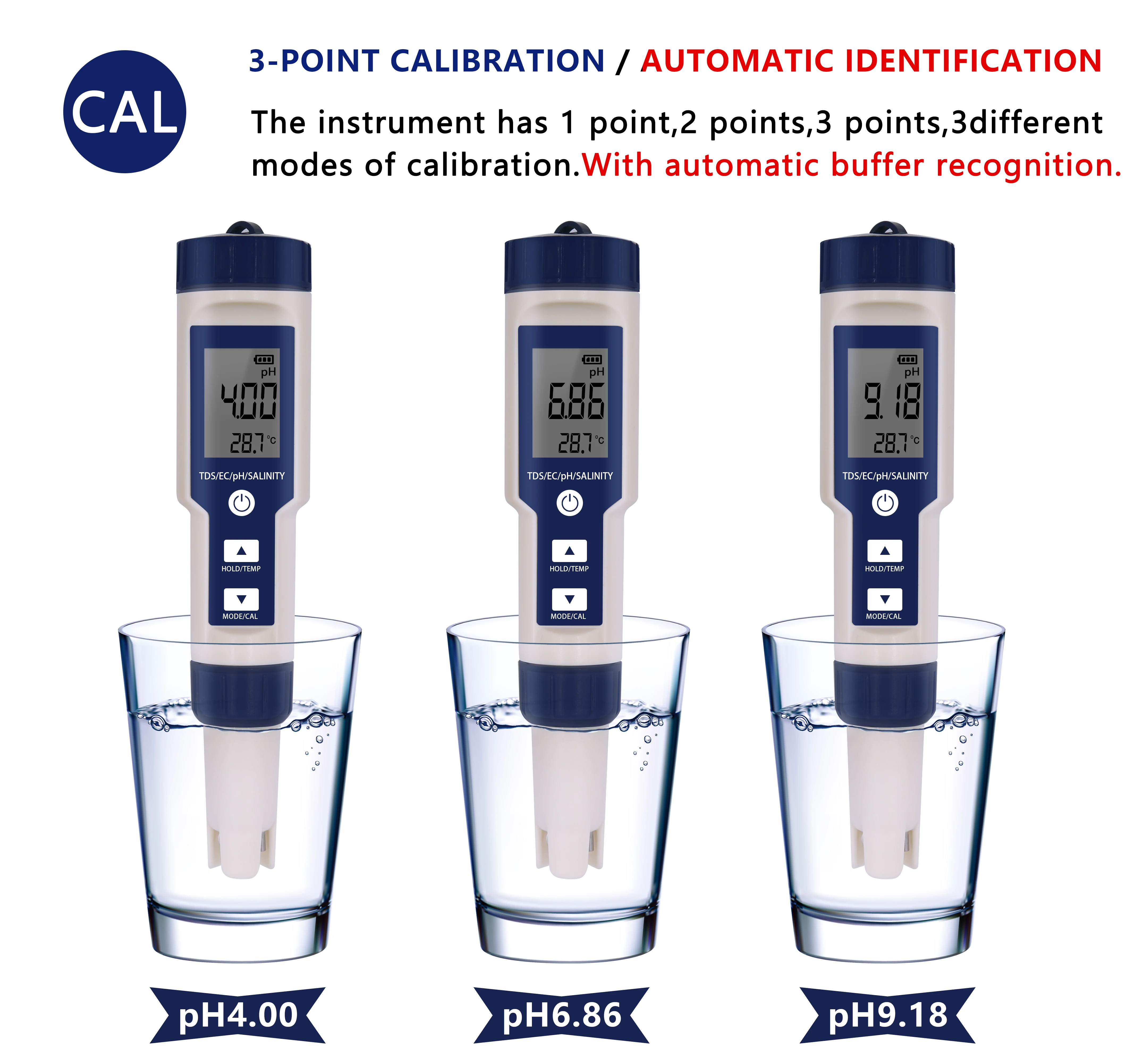 5 IN 1 Meter Digital Waterproof PH Temperature TDS EC Salinity Tester