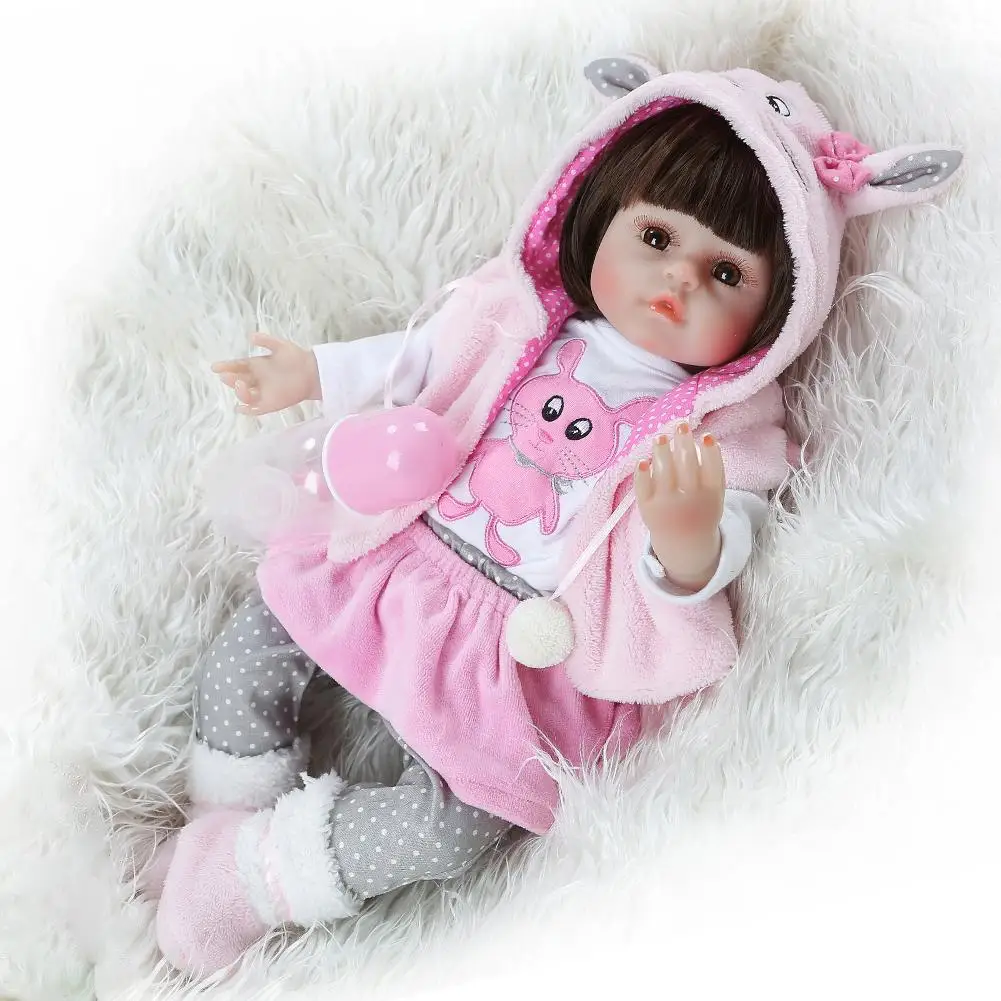 

Cute Reborn Doll 48cm Coat Rabbit Coat Lifelike Silicone Accompany Toy Christmas Surprise Girls Gifts Doll Toys