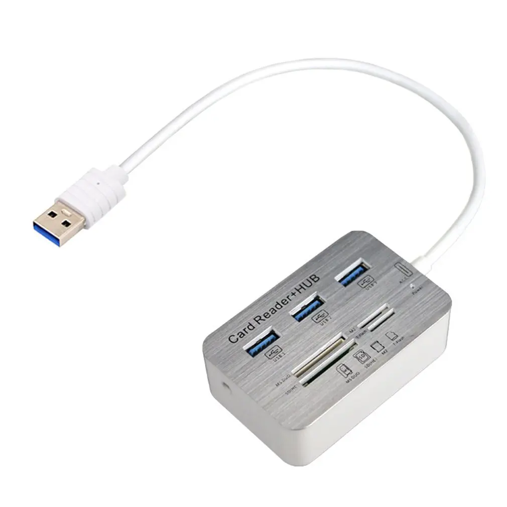 USB 3,0 высокая Скорость 7 в 1 устройство для чтения карт памяти флеш адаптером MS/M2/TF адаптер зарядное устройство с 3 usb-портами для разветвитель комбо из алюминиевого сплава