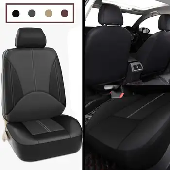 

PU Leather Universal Car Seat Cover Front Chair Headrest Protector Mesh Cloth Auto Cushion Automobiles Accessories 4 Seasons