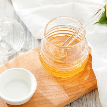 

245ml Transparent Beehive-shaped Honey Jar with Dripper Stick Storing Dispensing Honey Organizer Home Kitchen Storage Tools
