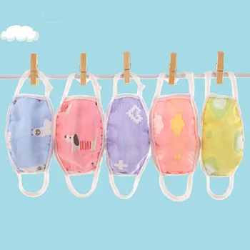 

5pcs Six Layers Gauze Cartoon Face Mask Mouth Face Mask For Kids Anti-Dust Washable Fabric Masks Random Color