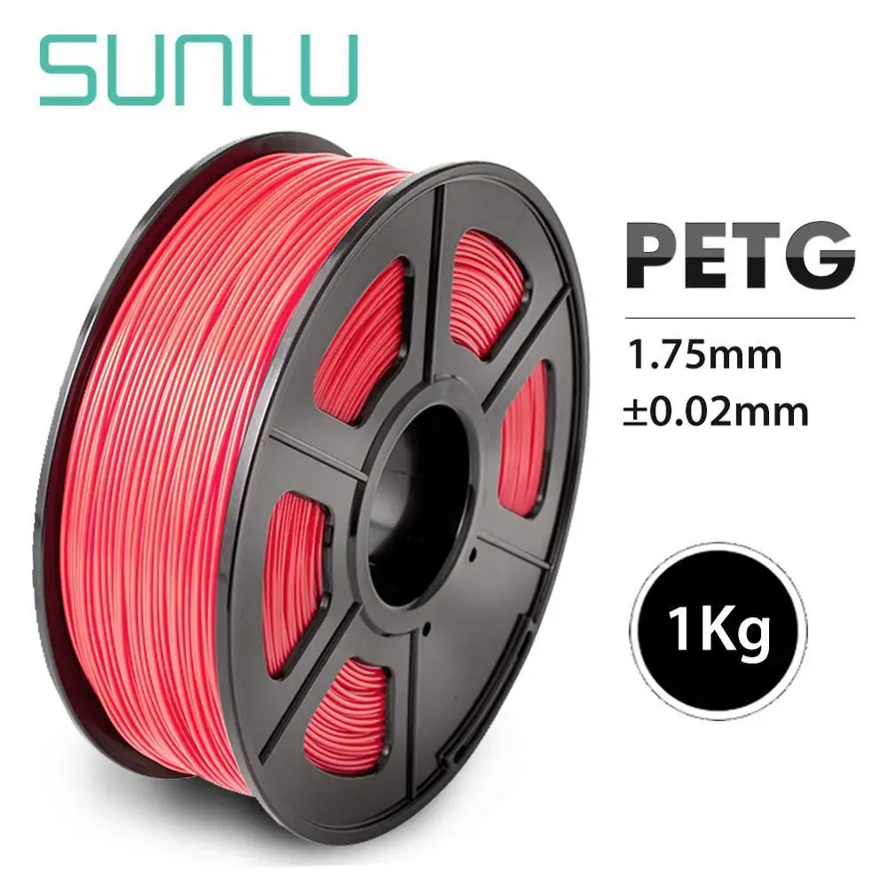 SUNLU волокно ПЭТГ 1,75 мм 1 кг точность измерения+/-0,02 мм PETG 3D Печатный материал прозрачность нити принтера - Цвет: PETG Red