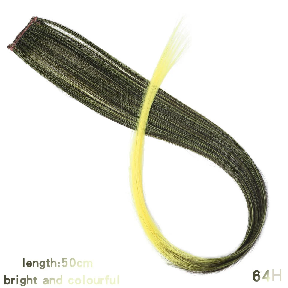 AILIADE Длинные цветные волосы для наращивания на 1 клипсе, шиньоны для наращивания, термостойкие синтетические искусственные волосы, фиолетовые, розовые, голубые, радужные, цветные - Цвет: CFP-64H