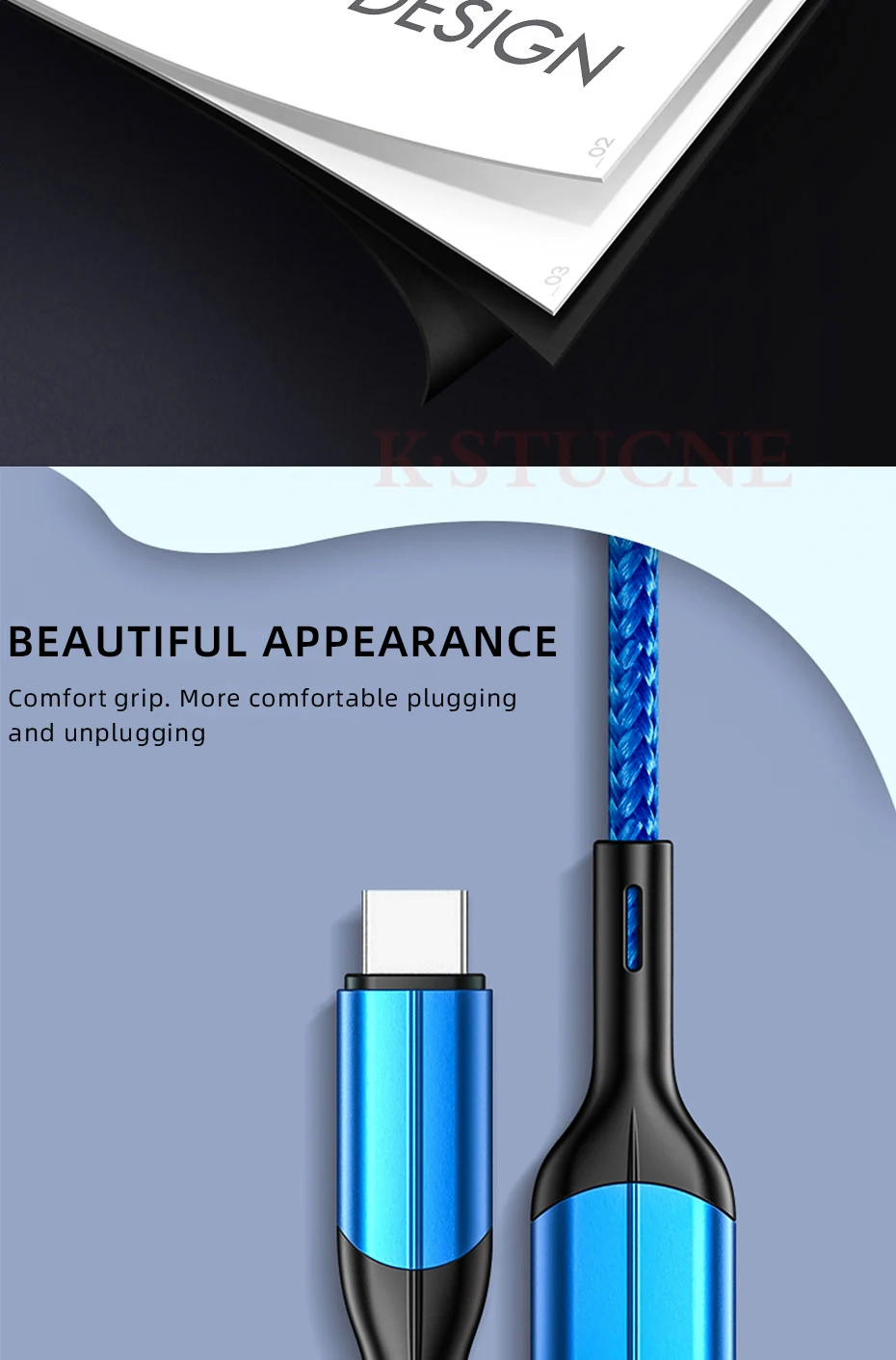 Кабель KSTUCNE 3,0 usb type C, 3 А, быстрая зарядка для Xiaom Redmi Note 7, кабель type-C для быстрой зарядки samsung S9 S10 S8 Plus, USB C