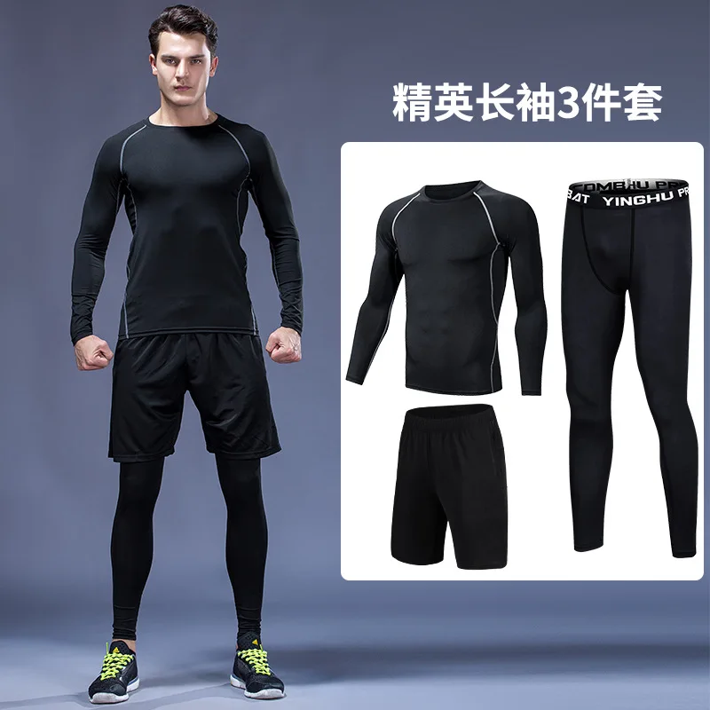 19 5Pc/set Men Sportswear Suits Compression Fitness Jogging Gym Tight Training Clothing Male Workout Jogging Tracksuit Running Sets - Цвет: 19