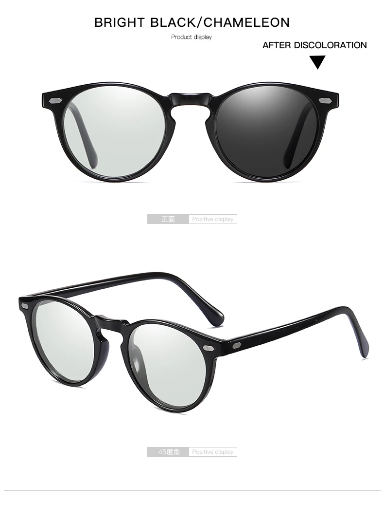AORON поляризованный фотохромный Солнцезащитные очки Мужские/Женские Классические круглые солнцезащитные очки TR90 оправа Модные солнцезащитные очки