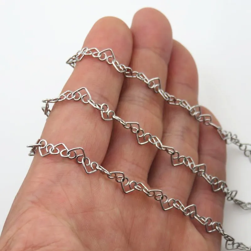 1 метр 5 мм Ширина нержавеющая сталь любовь сердце звено цепи для DIY ожерелье для женщин ювелирные изделия