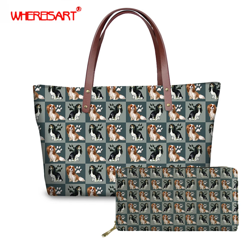 Женская сумка с принтом собаки кошелеком|Сумки ручками| |