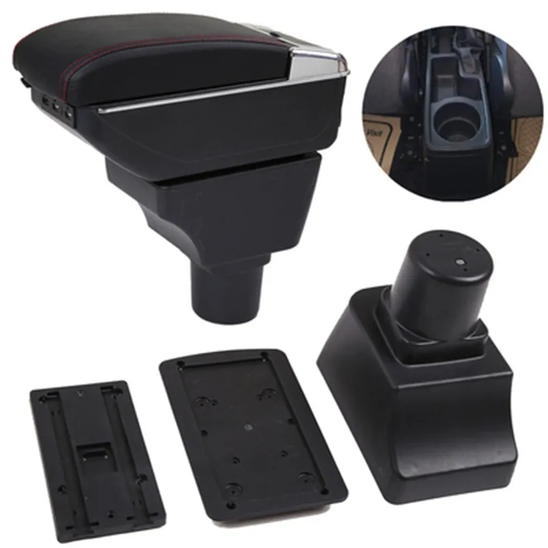 Для Ford FIGO/frestyle/Endeavour подлокотник коробка FORD figo интерьер автомобиля поручни заряжаемый USB двойной слой