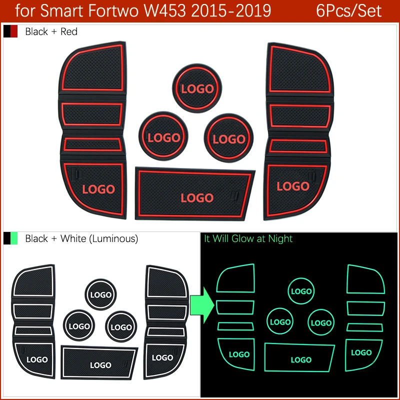 Противоскользящий коврик для Mercedes Benz Smart Fortwo Forfour W453 C453-19 с умным логотипом слот для ворот противогрязный дверной паз