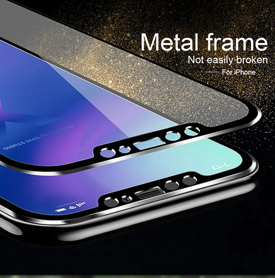Закаленное защитное стекло для iPhone X XS 11 Pro Max XR защитное стекло из алюминиевого сплава для iPhone 6 6S 7 8 Plus 5 5S