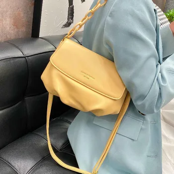 

Fashion Shoulder Crossbody Bags For Women 2020 Fashion Acrylic Chain Design Ladies Handbags and Purses PU Leather Lady Totes