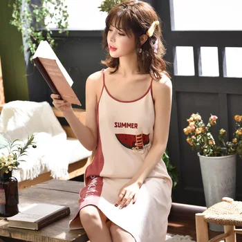 

Nightdress Women Sexy Sleepwear Homewear Nightwear Baju Tidur Pajamas Pyjamas Fresh Loose Korean Sleepwear Pregnant Dress