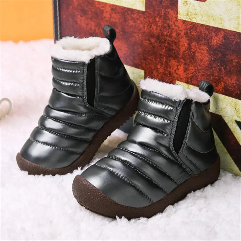 Детские ботинки; сезон осень-зима; детская Водонепроницаемая хлопковая обувь; теплые зимние ботинки для мальчиков и девочек; Плотные