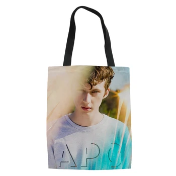 

THIKIN Troye Sivan with Sunshine Print Shopping Bag High Capacity Women Canvas Hand Bags Custom Large Tote for Daily Supermarket