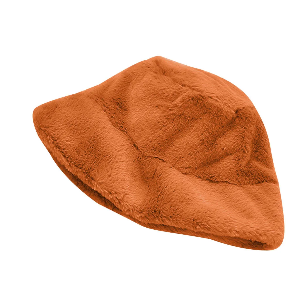 Зимняя шапка-ведро из искусственного меха для женщин и девушек, модная однотонная утолщенная мягкая теплая шапка для рыбалки, женская шапка для отдыха на открытом воздухе