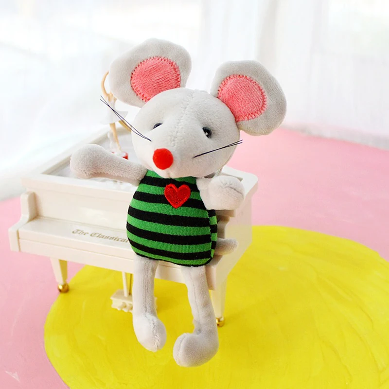 17 см год крысы талисман Милая полосатая одежда Кукла мышка мягкая плюшевая подвеска игрушки для детей праздник Декор подарки