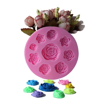 

9 Hole DIY Round Rose Flower Gummy Silicone Mold Craft Chocolate Baking Mold Cake Decoration Tool Kitchen Pastry Tool