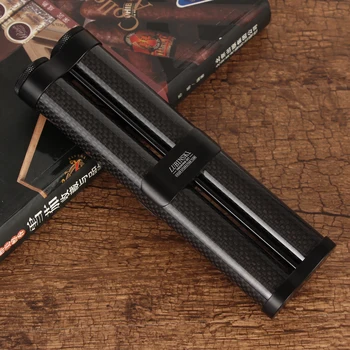 

LUBINKI Carbon Fiber Cigar Tube Portable Travel Cigar Humidor Box Holder 2 Cigars Case Gadget W/ Humidor Humidifier