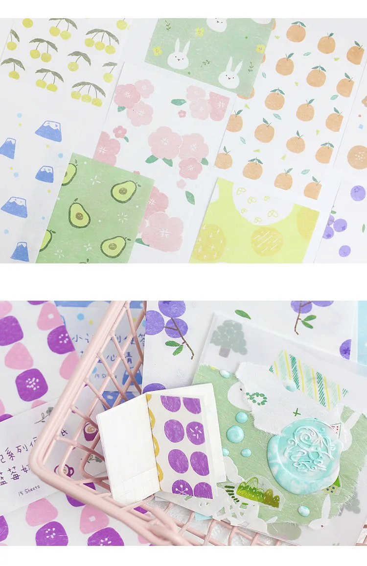 Paper dyed note paper, Suri notes series, creative and fresh hand account, collage material, decorative stickers, 6 options