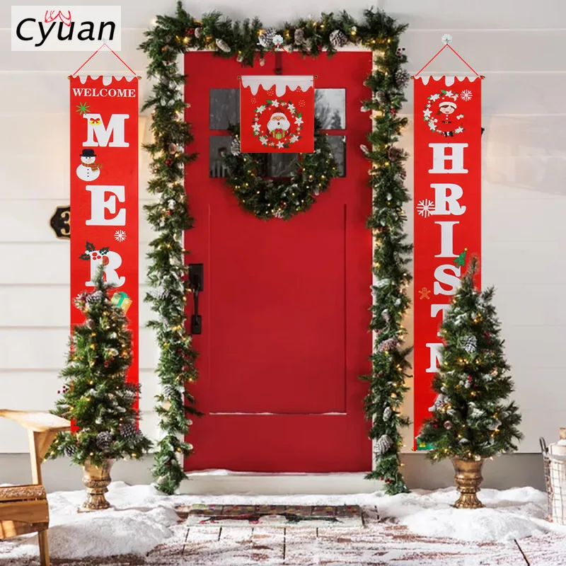 Cyuan Merry Christmas украшения двери Висячие Рождественские Баннер Рождественский висячий знак для наружной двери дисплей украшения Noel