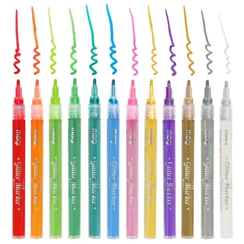 

For Glitter Markers Acrylic Paint Markers Pens Set Coloring Pens Painting Art Marker Highlighters for DIY Card Making Drawing
