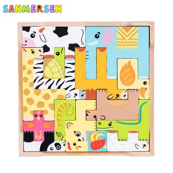 

Kids Creative 15 Kinds Of Animal Shape Geometry Building Blocks Toy Baby Wooden Jigsaw Board Educational Toy For Children Gifts